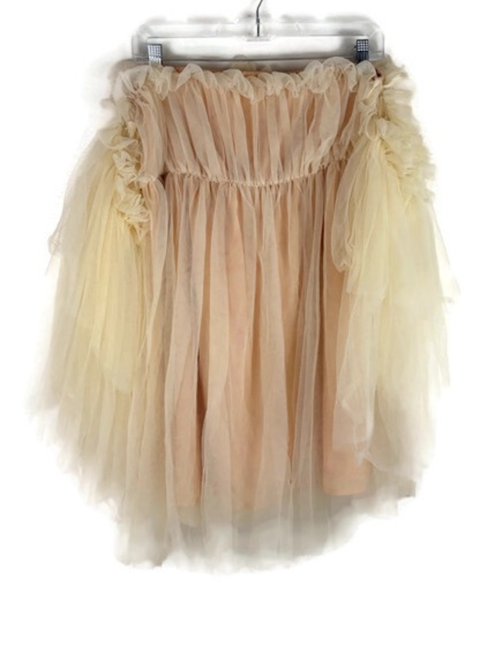Forever 21 Sheer Off Shoulder Ruffle Tulle Mini Dress in Cream